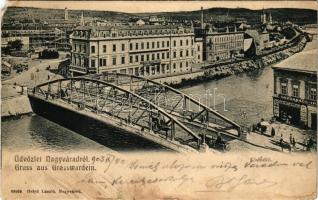 1903 Nagyvárad, Oradea; Kishídfő, Janky Antal, Neumann M. üzlete, Gazdasági és Iparkamara. Helyfi László kiadása / bridge, shops + "PÜSPÖKLADÁNY" (EM)