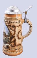 Sitzendorf városképes söröskorsó, jelzett, hibátlan, m: 24,5 cm