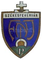 1910 k. "Székesfehérvári Ferenc József Nőnevelő Intézet" zománcozott bronz iskolai jelvény, hátoldalán "Morzsányi Budapest Eskü út 5." gyártói jelzéssel T:XF zománchiba
