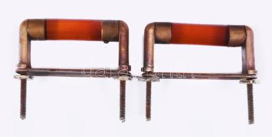 2 db art deco bútorfogó réz, üveg 7 cm