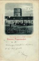1899 Nagyszalonta, Salonta; Csonkatorony, Piac este holdfényben. Pauker Dániel kiadása / tower, market at night in moonlight (EB)