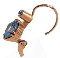 Arany (Au) ékszer szett, gyűrűs és fülbevaló pár, 14k, kék kő berakással, m: 54, jelzett, bruttó 8,1...