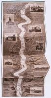 ca 1900 A Rajna folyása nagy méretű kihajtható panorámakép 136x24 cm
