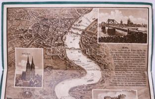 ca 1900 A Rajna folyása nagy méretű kihajtható panorámakép 136x24 cm