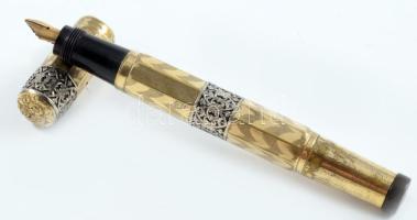 Waterman 42 antik 18k arannyal aranyozott toll, akasztó nélkül, kopással, h: 12 cm