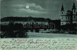 1898 Nagyvárad, Oradea; Püspöki palota és székesegyház este holdfényben. Sonnenfeld Adolf kiadása / Bischöflicher Dom und Residenz / bishop's palace, dom at night in moonlight (EB)