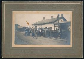 1907 Kecskemét-Máriaváros vasútállomás keményhátú fotó 16x11 cm