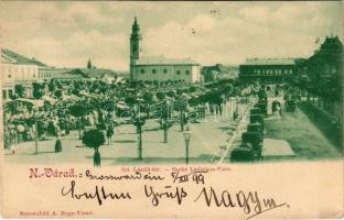 1899 Nagyvárad, Oradea; Szent László tér, kávéház, piac. Sonnenfeld Adolf kiadása / square, café, market (vágott / cut)