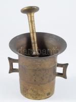 Réz mozsár, törővel d: 12 cm, m:11 cm