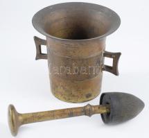 Réz mozsár, törővel d: 12 cm, m:11 cm