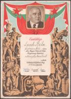 1950 Rákosi hivatalos fotó, emléklap + kulák karikatúra