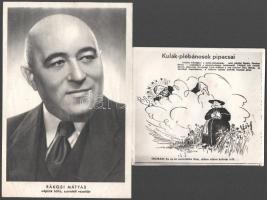 1950 Rákosi hivatalos fotó, emléklap + kulák karikatúra