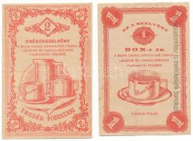 1920-1930 k. Budapest "2 bon csészeszelvény - W. J. Boon &amp; Comp A. G." kupon + "1 bon szelvény - W. J. Boon &amp; Comp A. G." kupon T:F