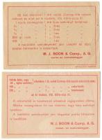1920-1930 k. Budapest "2 bon csészeszelvény - W. J. Boon &amp; Comp A. G." kupon + &qu...