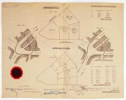 1936 Helyszínrajz és tervezett parcellázás Lipót körút és Teréz körút közötti területről, Gót Jenő okl. építészmérnök, 33x42cm