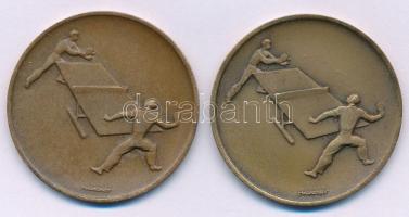1949-1950. Madarassy Walter (1909-1994) asztalitenisz bronz díjérem (2xklf, 40mm) T:AU,XF