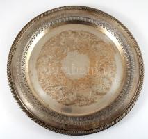 Áttört alpakka tálca, díszített 31 cm