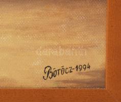 Böröcz jelzéssel, (XX. sz. végi naiv festő): Bábolnai ménesudvar ötösfogattal, 1995. Olaj, farost. F...