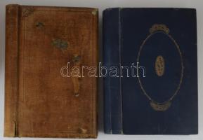 2 darab antik képeslaptartó album, kopott, h: 40 cm latt