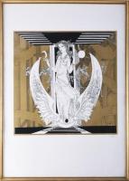 Szász Endre (1926-2003): Hölgy. Szitanyomat, papír, jelzett, számozott (1/100), üvegezett fakeretben...