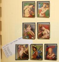 Festmény motívum gyűjtemény sok tengerentúlival 8 lapos A4-es berakólapon + filázott Schaubek albumban, csavaros borítóval