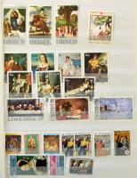 Festmény motívum gyűjtemény sok tengerentúlival 8 lapos A4-es berakólapon + filázott Schaubek albumb...