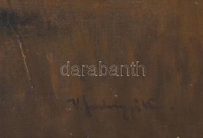 Sashegyi Kálmán, Vodicai (1886-1940): Erdőrészlet. Olaj, vászon, jelzett. Sérült. Dekoratív, kissé s...