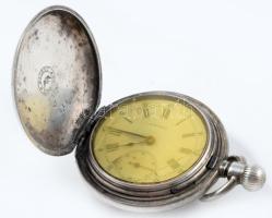 Longines ezüst (Ag) tokos zsebóra, üvege lejár, nem működik, d: 40 mm, bruttó 63,6g