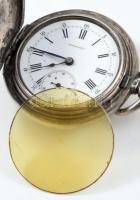 Longines ezüst (Ag) tokos zsebóra, üvege lejár, nem működik, d: 40 mm, bruttó 63,6g