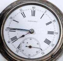 Longines ezüst (Ag) tokos zsebóra, üvege lejár, nem működik, d: 40 mm, bruttó 63,6g