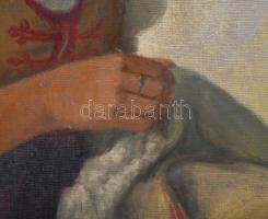 Edvi Illés Aladárné, Karády Etel (1877-1963): Varró lányka népviseletben. Olaj, vászon, jelzett. Jav...