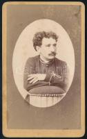 cca 1870 Katonaportré, keményhátú fotó Záhor Lipót egri műterméből, 10,5×6,5 cm