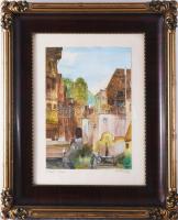 Őri Rózsa Gyula (?- ): Budapest, "O" Buda, 1990. Akvarell, papír, jelzett. Dekoratív, üveg...