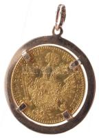 Ausztria 1915. Dukát Au "Ferenc József" utánveret, 14k arany (Au) foglalatban, jelzett, nettó 5,21g