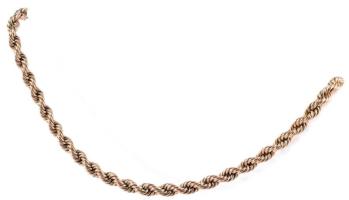 Arany (Au) sodort nyaklánc, h: 40 cm, jelzés nélkül, nettó 15,1g