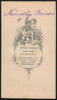 cca 1865 Németh Bertalan portréja, keményhátú fotó Mihály József egri műterméből, 10,5×6,5 cm