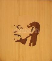 Lenint ábrázoló intarzia kép, 42x36 cm