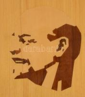 Lenint ábrázoló intarzia kép, 42x36 cm