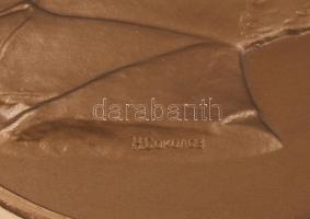 Lenint ábrázoló bronz plakett, tartóban, d: 10 cm