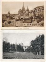 2 db RÉGI magyarországi város képeslap: Budapest, Halászbástya és Gödöllő, királyi parkrészlet / 2 pre-1945 Hungarian town postcards: Budapest and Gödöllő + "Gödöllő IV. Jamboree" So. Stpl