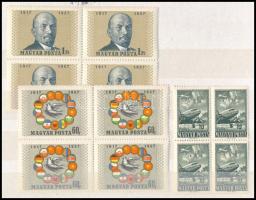 1957 Az 1950. Repülő (V.) záróértéke négyestömbben hármaslyukasztással + NOSZF (IV.) négyestömb sor (17.600)