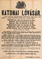 1896 Bp., Katonai lóvásár hirdetménye, restaurált, 62×47 cm