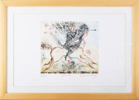 Kondor Lajos (1926-2006): Ókor. Színes rézkarc, papír, jelzett, művészpéldány EA V(?)/XV számozással...