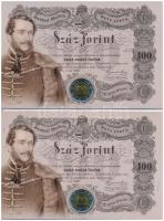 2002. 100Ft "Kossuth" (2x) elsőnapi veretek, sorszámkövető díszlapokon "011331", "011332" T:UNC Adamo FOEM1