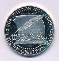 Amerikai Egyesült Államok 1987. 1$ Ag "Az Egyesült Államok Alkotmányának 200. évfordulója" T:PP USA 1987. 1 Dollar Ag "200th anniversary of the Constitution" C:PP Krause KM#220