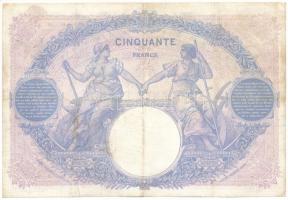 Franciaország 1913. 50Fr T:F beszakadás, tűlyukak, egyébként erős papír
France 1913. 50 Francs C:F ...