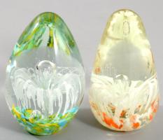 2 db kézi készítésű levélnehezék., tojás üveg. 10 cm