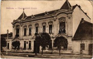 1930 Galánta, Galanta; Főszolgabírói hivatal. Vasúti levelezőlapárusítás 327. / judge's office (gyűrődések / creases)
