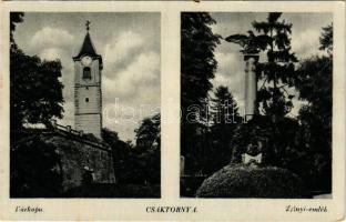 1942 Csáktornya, Cakovec; Várkapu, Zrínyi emlékmű. Benkő István kiadása / castle gate, monument (szakadás / tear)