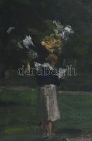 Burghardt Rezső (1884-1963): Társaság a parkban. Olaj, vászon, jelezve jobbra lent. Dekoratív, üvege...